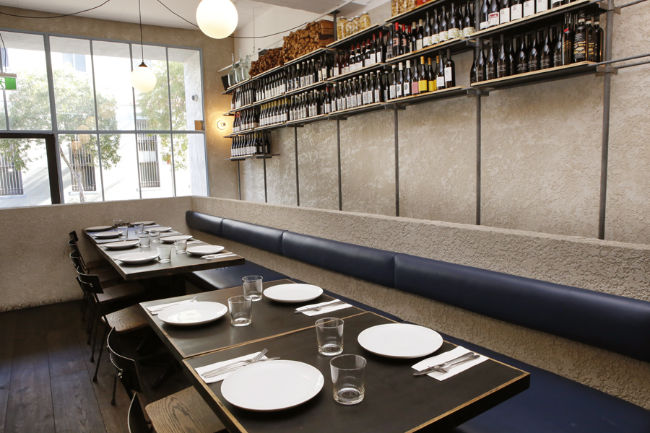 Inside view of a dining table and chairs
