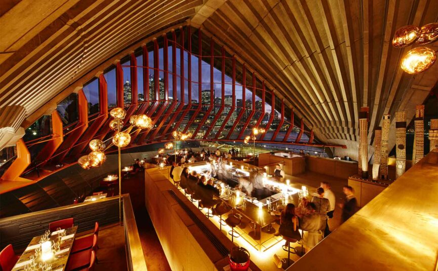 The interior of the bennelong restaurant in Sydney