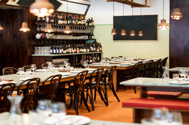 inside a cozy Italian restaurant 