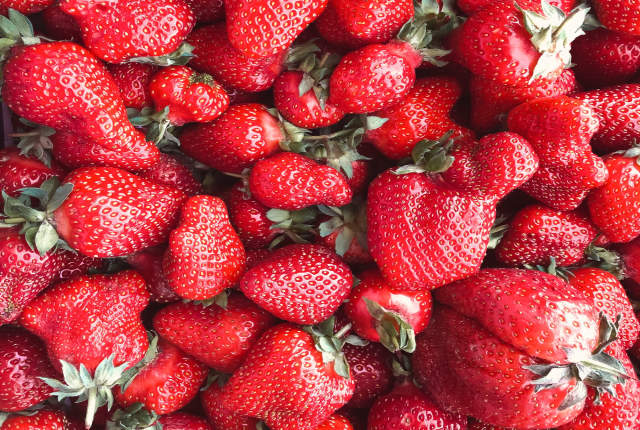 fresh, red, juicy strawberries