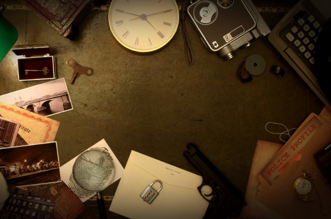 an array of clues spread out of a table