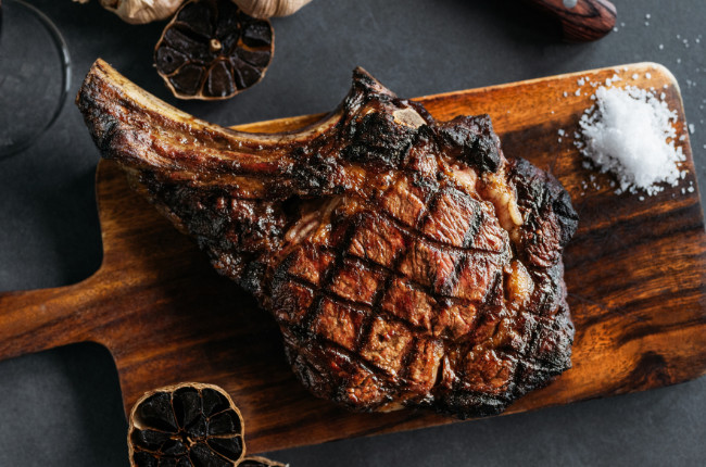 a flame-grilled steak