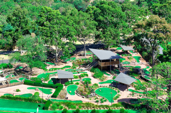 a zoomed out shot of the Yarra Bend mini golf course