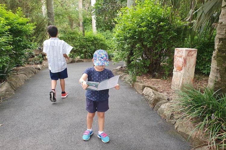 kids playing at the hide n seek childrens trail