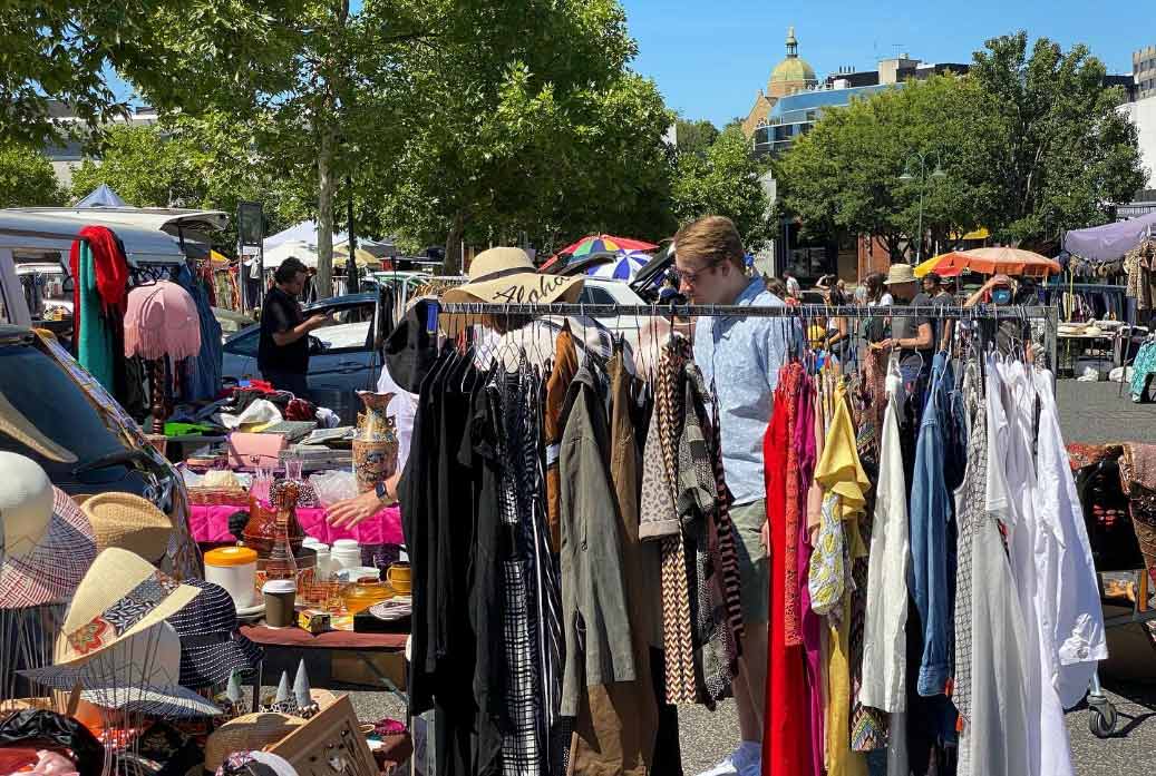 a clothes rack at camberwell market