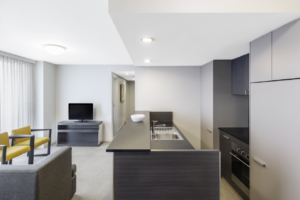Spacious kitchen and living space 